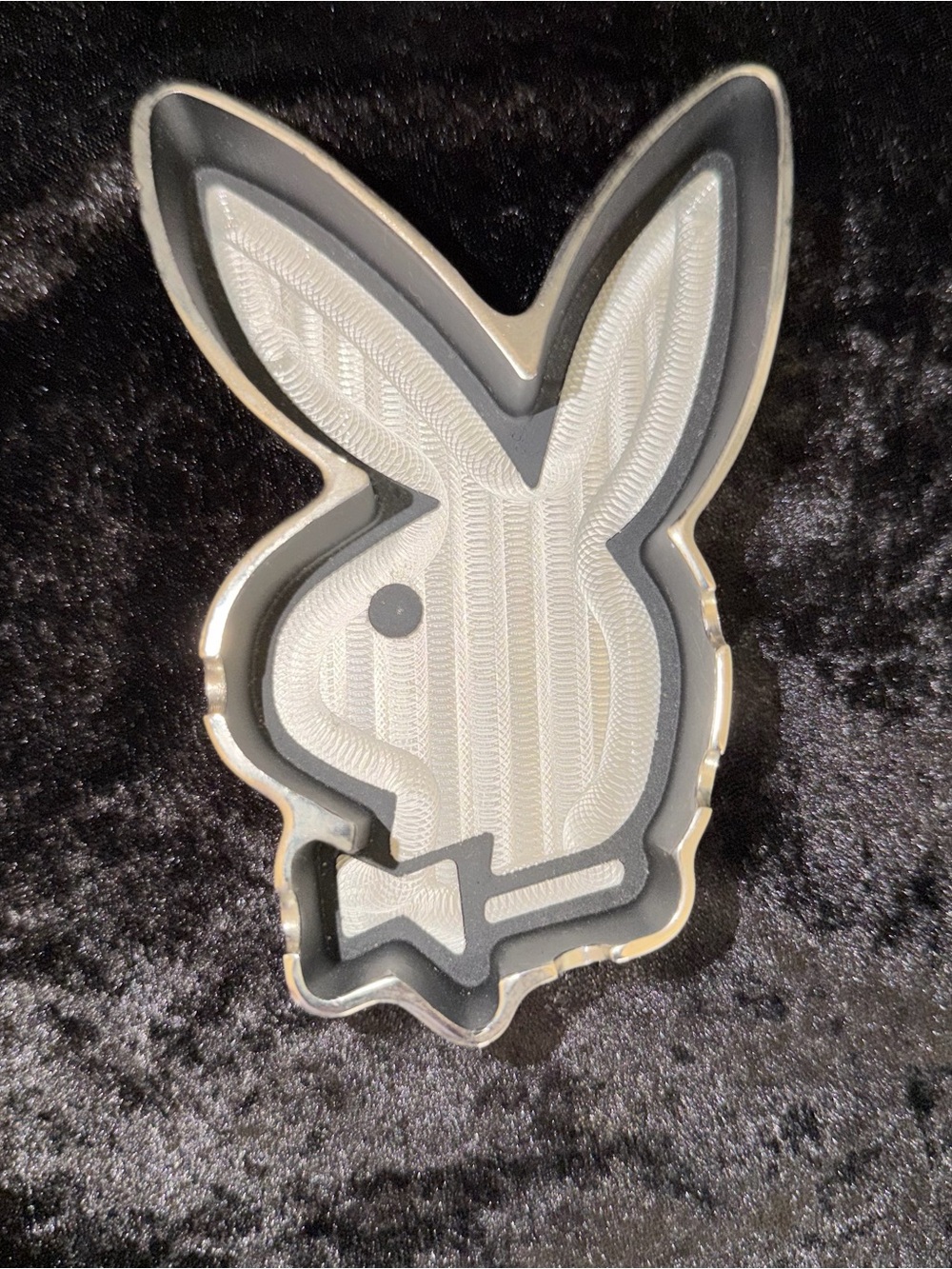 Playboy Bunny Ashtray Chrome Black Metal Vintage 5”
